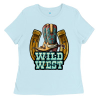 Baby Blue wild west Ladies Tee - JahusDesignShop