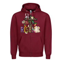 Burgundy He is risen Easter Day Zipper Hoodie - HowdyJamesFarm