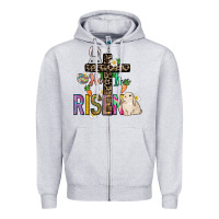 Heather Grey He is risen Easter Day Zipper Hoodie - HowdyJamesFarm