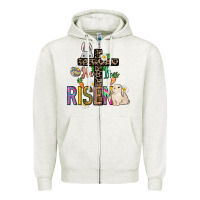 Oatmeal Heather He is risen Easter Day Zipper Hoodie - HowdyJamesFarm