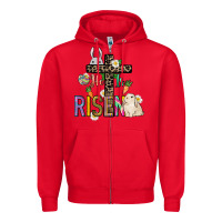 Red He is risen Easter Day Zipper Hoodie - HowdyJamesFarm