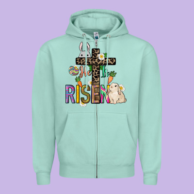 He Is Risen Easter Day Zipper Hoodie Designed By Howdyjamesfarm