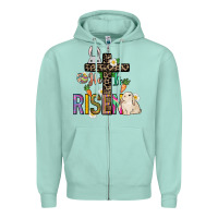 Seafoam He is risen Easter Day Zipper Hoodie - HowdyJamesFarm