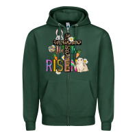 Sports Green He is risen Easter Day Zipper Hoodie - HowdyJamesFarm