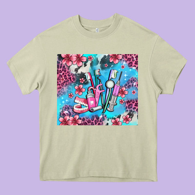 Dentist Element With Flowers Heavy Core Tee Designed By Adodesignshop