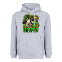 Heather Grey One lucky Heifer Heavyweight Hoodie - CowGirlArtShop