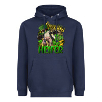Navy One lucky Heifer Heavyweight Hoodie - CowGirlArtShop
