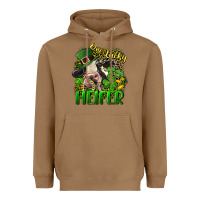 Toasted Coconut One lucky Heifer Heavyweight Hoodie - CowGirlArtShop