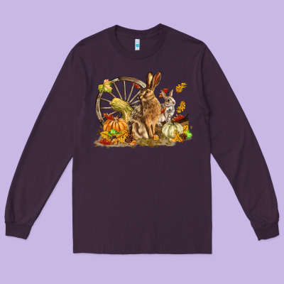Fall Rabbit Long Sleeve Tee Designed By Lillyallendesigns