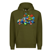 Army Green Autism truck Premium Hoodie - CowGirlArtShop