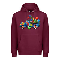 Burgundy Autism truck Premium Hoodie - CowGirlArtShop