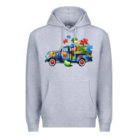 Heather Grey Autism truck Premium Hoodie - CowGirlArtShop
