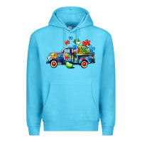 Ocean Blue Autism truck Premium Hoodie - CowGirlArtShop