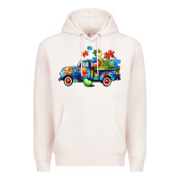 Pale Pink Autism truck Premium Hoodie - CowGirlArtShop