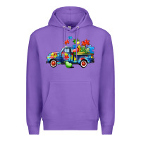 Purple Autism truck Premium Hoodie - CowGirlArtShop