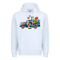 White Autism truck Premium Hoodie - CowGirlArtShop