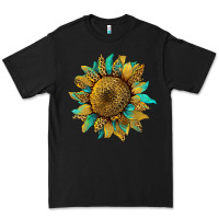 Black sunflower with leopard and turquoise Premium Tee - Artiststas