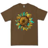 Cacao sunflower with leopard and turquoise Premium Tee - Artiststas