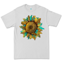 Dove Grey sunflower with leopard and turquoise Premium Tee - Artiststas