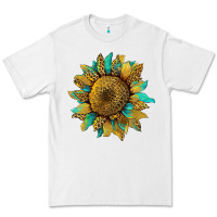 White sunflower with leopard and turquoise Premium Tee - Artiststas