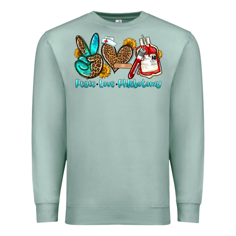 Peace Love Phlebotomy Premium Sweatshirt by OliviaCreatesArt | Teevron