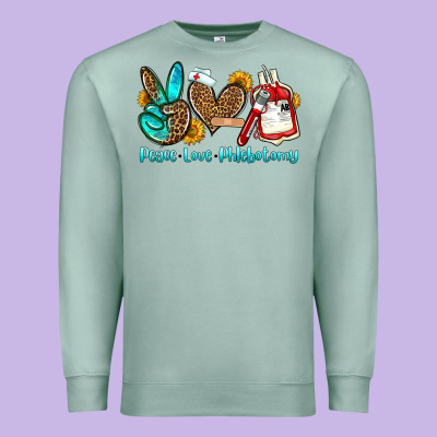 Peace Love Phlebotomy Premium Sweatshirt Designed By Oliviacreatesart