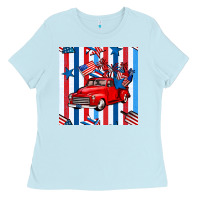4th Of July Seamless Pattern Truck Ladies Tee | Teevron