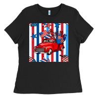 Black 4th of july seamless pattern truck Ladies Tee - BundleAndBundleShop