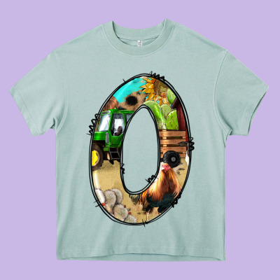 Farm Life Alphabet Numbers 0 Heavy Core Tee Designed By Bundleandbundleshop
