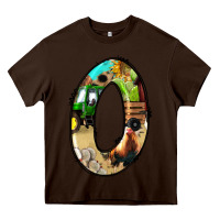 Chocolate Brown farm life alphabet numbers 0 Heavy Core Tee - BundleAndBundleShop