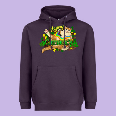 St. Patrick's Day Cat Heavyweight Hoodie Designed By Howdyjamesfarm