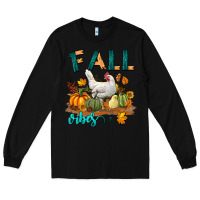 Black Fall Vibes Chicken Long Sleeve Tee - LillyAllenDesigns