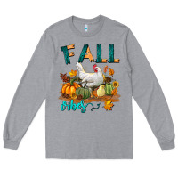 Heather Grey Fall Vibes Chicken Long Sleeve Tee - LillyAllenDesigns