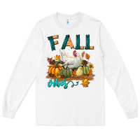 White Fall Vibes Chicken Long Sleeve Tee - LillyAllenDesigns