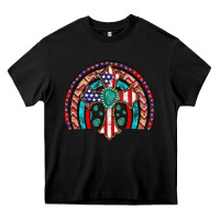 Black gemstone cross american flag turquoise rainbow Heavy Core Tee - Artiststas