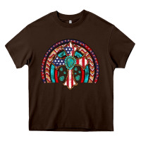 Chocolate Brown gemstone cross american flag turquoise rainbow Heavy Core Tee - Artiststas