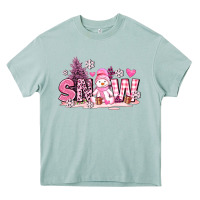 Arona pink snowman and snow Heavy Core Tee - AdoDesignShop