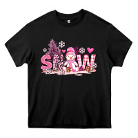 Black pink snowman and snow Heavy Core Tee - AdoDesignShop