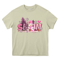 Mossy pink snowman and snow Heavy Core Tee - AdoDesignShop