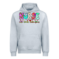 Heather Grey Nurse Coffee Scrubs Rubber Gloves Urban Hoodie - CowhideDigitalArt