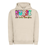 Pigment French Oak Nurse Coffee Scrubs Rubber Gloves Urban Hoodie - CowhideDigitalArt