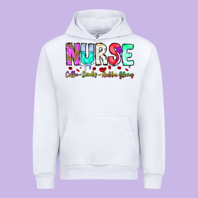 Nurse Coffee Scrubs Rubber Gloves Urban Hoodie Designed By Cowhidedigitalart