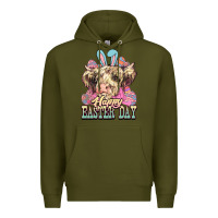 Army Green Happy Easter Day cow Premium Hoodie - HowdyJamesFarm