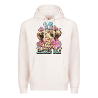 Pale Pink Happy Easter Day cow Premium Hoodie - HowdyJamesFarm