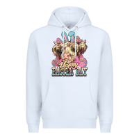White Happy Easter Day cow Premium Hoodie - HowdyJamesFarm