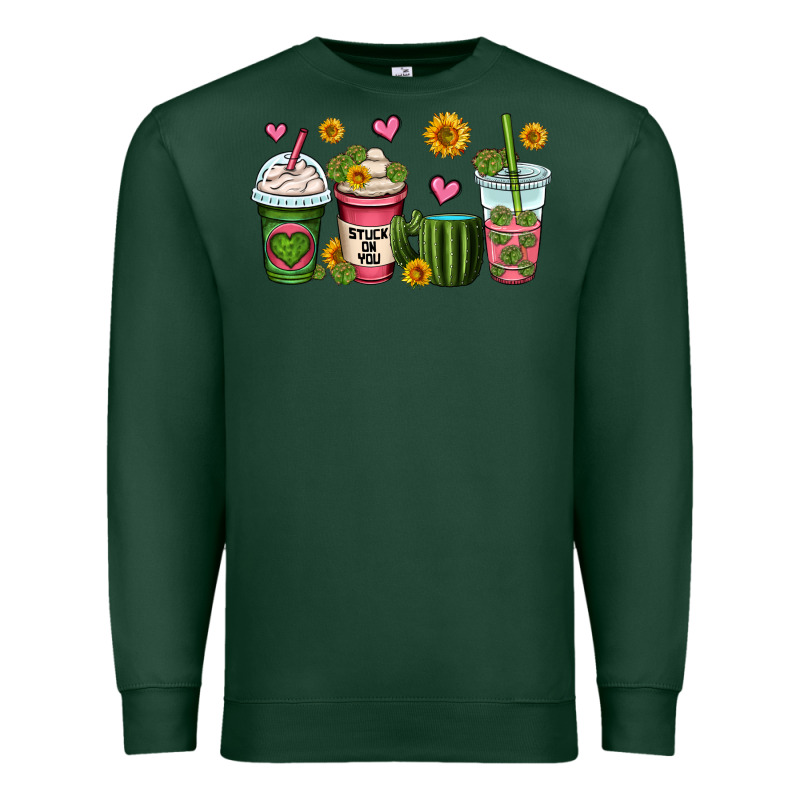 Stuck On You Cactus Coffee Cups Premium Sweatshirt by OliviaCreatesArt | Teevron