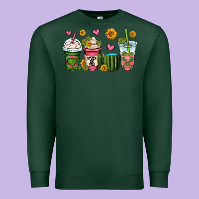Stuck On You Cactus Coffee Cups Premium Sweatshirt Designed By Oliviacreatesart