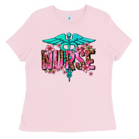 Bubblegum Pink floral nurse Ladies Tee - AdoDesignShop