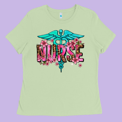 Floral Nurse Ladies Tee Designed By Adodesignshop