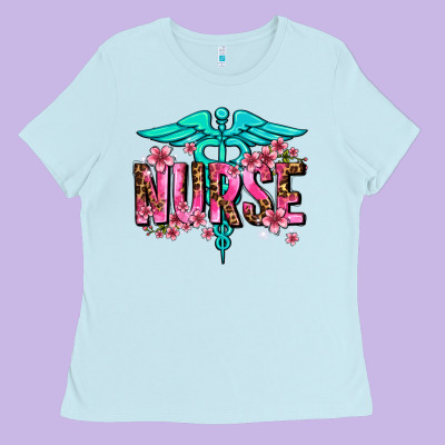 Floral Nurse Ladies Tee Designed By Adodesignshop